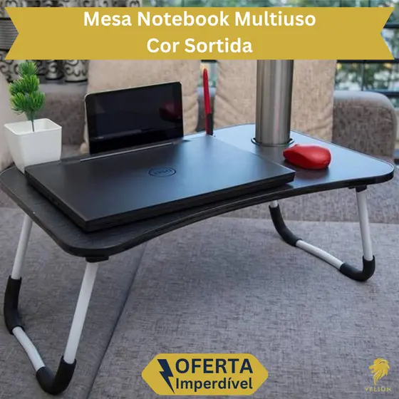 Mesa Notebook Multiuso Portátil Cama Chão Aparador Escrivaninha Mesinha Suporte