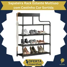 Sapateira Rack Estante Multiuso com Cestinho Cor Sortida
