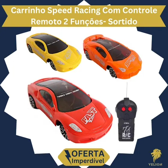 Carrinho de Controle Remoto 2 Funções  Speed Racing Modelo Sortido Brinquedo Carro Veloz
