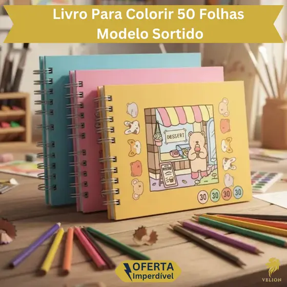 Livro de Colorir 50 Folhas papel A4 Caderno de Desenho Pintura Coloring Book infantil