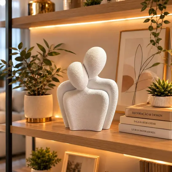 Escultura Casal Abraço Decoração Moderna – Amor, União e Elegância | Decoração Moderna para Sala