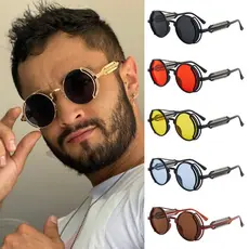 Óculos De Sol Unissex Estilo Gótico Steampunk Redondo UV400