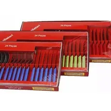 Faqueiro Inox 24 Peças kit faqueiros talheres facas e garfos e sobremesa