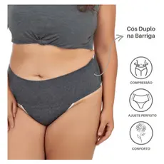 Kit 6 Calcinha Plus Size Cós Alto Modeladora Redutora Reduz Diminui Barriga Pós Parto