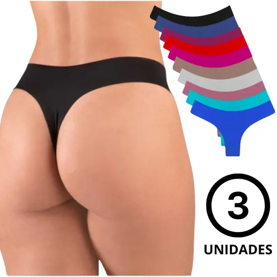 Kit 3 Calcinhas Sem Costura Tanga corte a Laser PROMOÇÃO Não Marca na Roupa