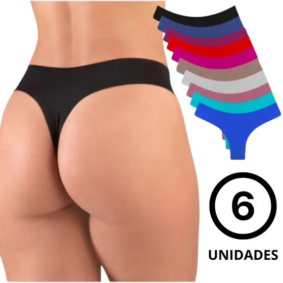 Kit 6 Calcinhas Sem Costura Tanga corte a Laser PROMOÇÃO Não Marca na Roupa