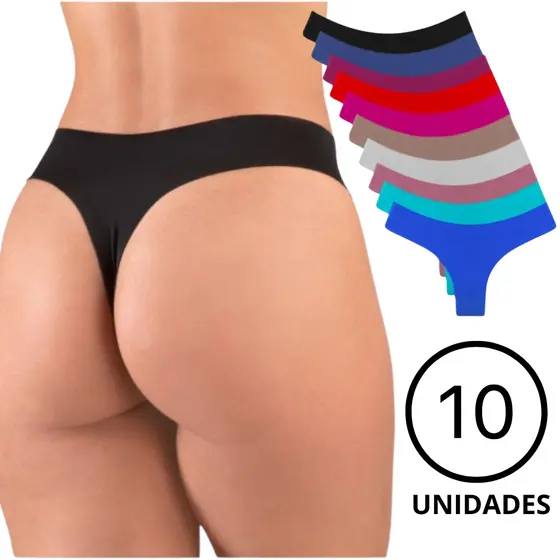 Kit 10 Calcinhas Sem Costura Tanga corte a Laser PROMOÇÃO Não Marca na Roupa