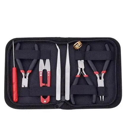 Kit 8 Pcs Alicate Bijoux Pinça Bijuteria Jóias + Estojo