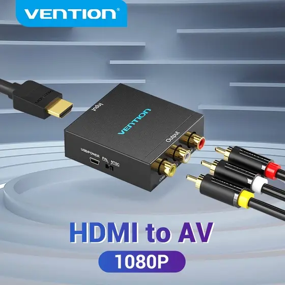Vention Conversor HDMI Para RCA 1080P AV 3RCA CVBS Adaptador De Vídeo Composto Suporta PAL/NTSC TV Stick Roku HDTV PC La