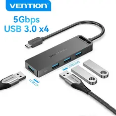 Vention USB C Hub 3.0 5 Gbps 4 Portas Type Adaptador Divisor Portátil Compatível Para Macbook Air Pro Samsung Galaxy S9
