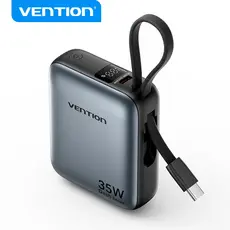 Vention Mini Banco De Potência Portátil 35W 10000 mAh Com Cabo Tipo C