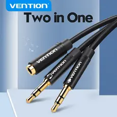 VENTION Headphone Splitter Cable 3.5mm Female to 2 Male 3.5mm Mic Audio Y Splitter Wire Headset to PC Adapter
