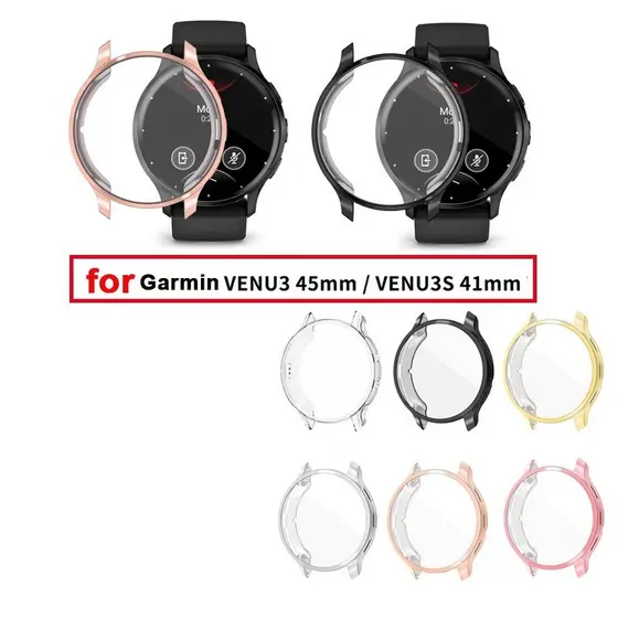 Capa Macia De TPU Para Garmin Venu 3 45mm 3s 41mm , Moldura Protetora De Tela Galvanizada , Completa