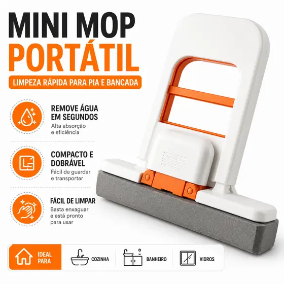 Mini Mop Portátil de Limpeza Rápida para Pia e Bancada