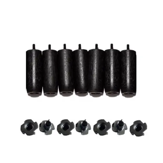 7 Pés Madeira C/porcas Cama Box Bau Casal Simples 12cm Preto Tdc