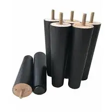 Pés para Cama Box Com 8 Unidades Pezinho Madeira Maciça Com 12cm Casal ou Solteiro - Cor Preto