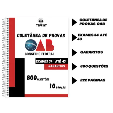 Apostila OAB 2025 com as 10 últimas provas (1ª fase) + gabaritos
