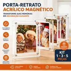 Porta Retrato Magnético Acrílico Instax Mini Polaroid Geladeira 1 3 5 Peças