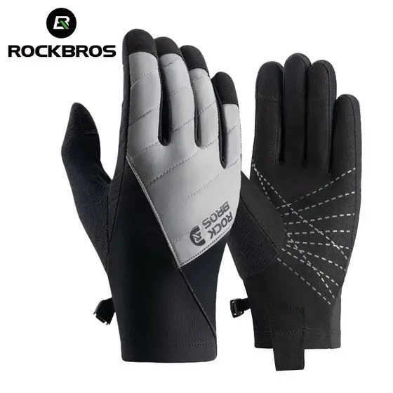 ROCKBROS Luvas Quentes De Dedo Cheio Bicicleta Elétrica De Motocicleta De Inverno Longo À Prova De Vento