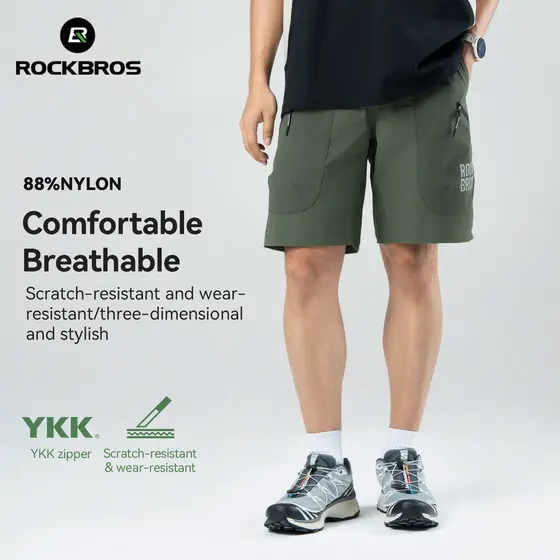 ROCKBROS Casual Confortável Durável Shorts Dupla Camada Bolso Esportes Caminhadas Deslocamento Correndo Secagem Rápida O