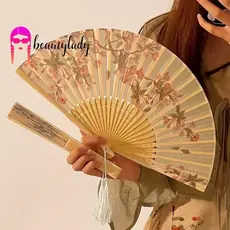 beautymakeup Ventilador Portátil Dobrável De Mão , Novo Estilo Chinês , Adereços De Dança , Leque Retrô , Mulher , Homen