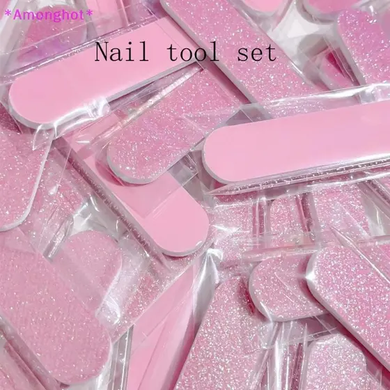 Entrehot > 8/12 Unidades Kit De Cuidados Com As Unhas Glitter-Tampão Em Formato De Coração , Haste De Cristal E Arquivo
