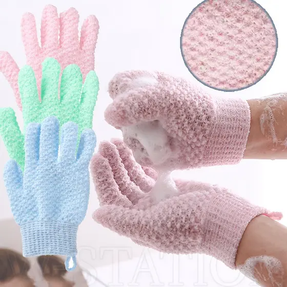 Luva De Banho Esfoliante De Dupla Face/De Descontaminação Durável/Toalha De Dedos De Escova Para Massagem Corporal Ou SPA