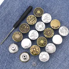 [10 Pcs No Botões De Substituição De Costura 17 mm Liga De Jeans Reutilizáveis Destacáveis Mudança De Cintura Acessórios Com Chave De Fenda