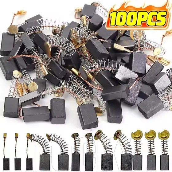 Kit De Escova De Carbono De Vários Tipos 100/50 Unidades-Com Bases De Metal-Conjunto De Escovas Para Motor Elétrico-Durá