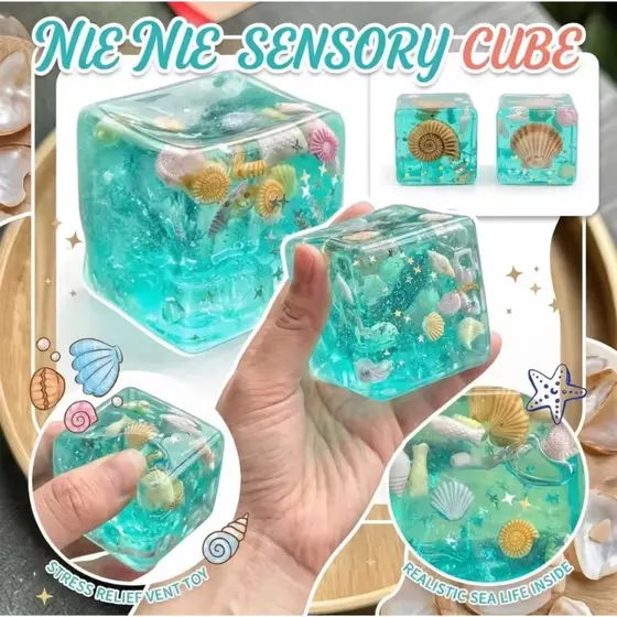 Azul Verde Estrela Peixe Espremendo Squishy Stress Balls Cube-Ocean sensory Autismo Fidget Toy