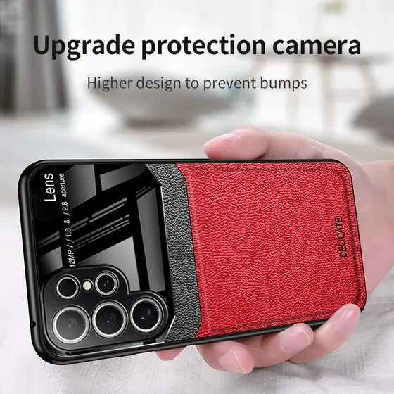 Samsung Galaxy S25 Ultra S24 S24Plus S24 + S24Ultra S 24 Capa De Couro Liso De Luxo Caixa Anti Impressão Digital Lente D