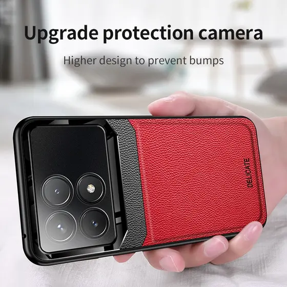 Xiaomi POCO X6 5G X6 Pro 5G Leather Case Anti Fingerprint Glass Lens Camera Protection Shockproof Soft Bumper Back Cover