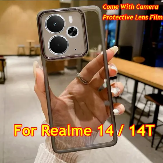 Realme 14 14T 5G Realme14 Realme14T 14 T Capa Transparente À Prova De Choque Com Filme Protetor De Lente De Câmera Trase
