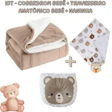Kit 3 Itens Coberdrom Bebê + Travesseiro Anatômico Bebê + Naninha Várias opções