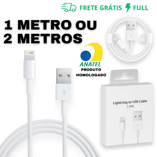 CABO PARA IOS USB DE CARREGAMENTO RÁPIDO DE 1M OU 2M PARA IOS COMPATÍVEL IPHONE