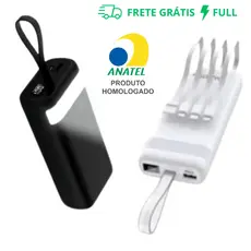 CARREGADOR POWER BANK 20.000MAH PORTÁTIL COM LANTERNA E 4OPÇÕES DE CONEXÕES PARA CARREGAMENTO BTE-05