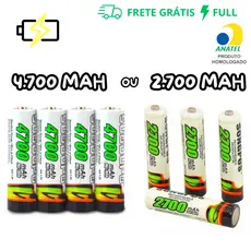 PILHA RECARREGÁVEL AA OU AAA DE 4700 OU 2700 MAH PILHA MÉDIA / PALITO CARTELA COM 4 UNIDADES