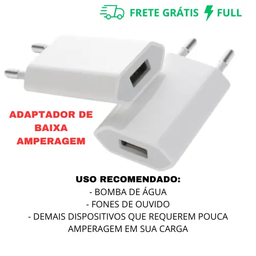 CARREGADOR TOMADA PLUG ADAPTADOR FONTE USB 5V 1A BIVOLT
