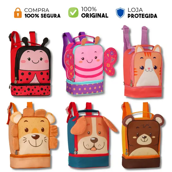 Lancheira Termica Infantil Animais Clio Pets Zoo  Menino e Menina