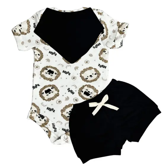 Conjunto de Bebe Menino 3 Peças Varias Cores Confortavel e Macio