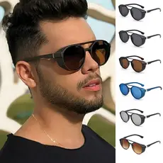Óculos De Sol moda Estilo Aviador Masculino Oculos Retrô Redondo Steampunk