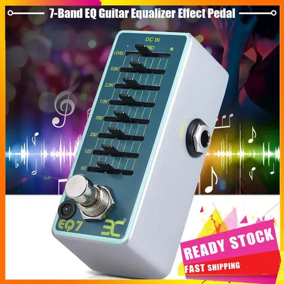 Gfgfgfgg Gfgfgfgg ENO EQ7 Pedal de efeito de equalizador de guitarra 7 bandas EQ Full Metal Shell True Bypass