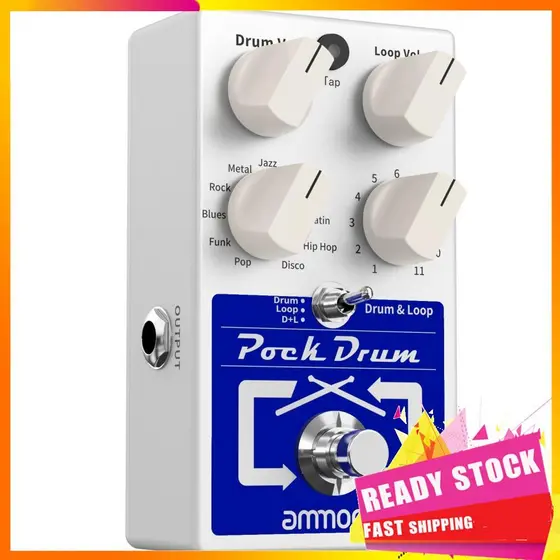 Gfgfgfgg munição PockDrum Drum & Loop Pedal de efeito de guitarra 3 modos 11 estilos Tipos de ritmo Looper integrado