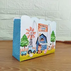 Sacolinha Personalizada Lembrancinha Fazendinha Azul Aquarela-Pegue e Monte