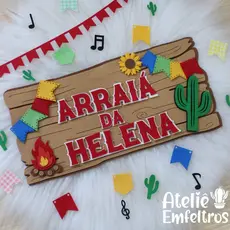 RECORTE Placa ARRAIÁ Nome Personalizado - 25 ou 50 cm - Corte a Laser - Festa Junina (LEIA A DESCRIÇÃO)