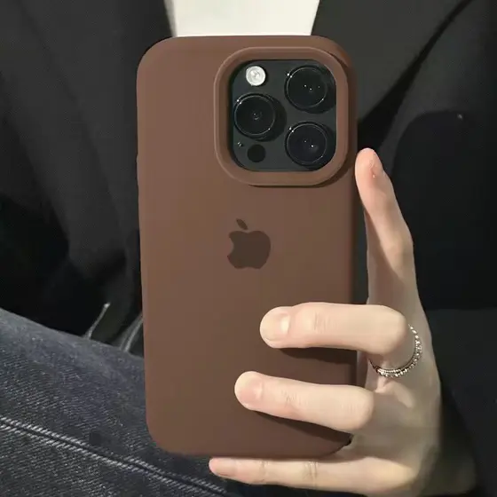 Outono E Inverno Café Marrom Capa De Silicone Líquido Capas Completas Compatíveis Para IPhone1716ProMax15 1413 12 Pro 11