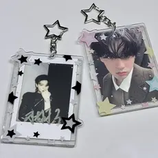 Moda Colorida Estrela Kpop Photocard Titular Chaveiro 3 Polegada Display Protetor De Cartão De Estudante Acrílico Transp