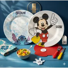 Prato Raso Sobremesa de Melamina Modelos Mickey Ou Stitch Disney 18 cm.