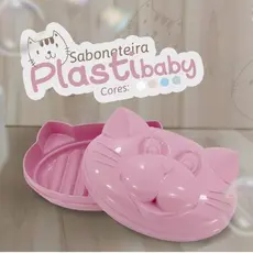 Saboneteira para Bebê - Porta Sabonete Baby- Formato 3D Gatinho- Saboneteira Gatinho com Tampa- Novidade-