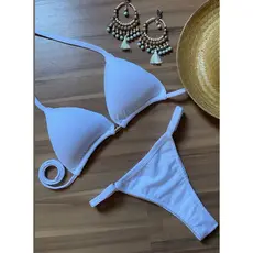Biquini Marquinha Fita Bronze Cortininha Luxo Calcinha Ajustável